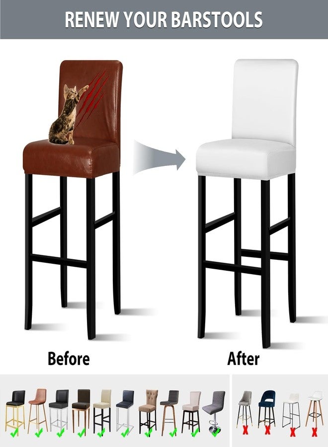 Lebaley غطاءان لكراسي البار من ليبالي، عبوة من قطعتين، مع مساند ظهر، مصنوعان من جلد البولي يوريثان المطاطي المقاوم للماء، مناسبان لكراسي البار ذات الارتفاع المناسب للطاولات المرتفعة (14-17 بوصة)، قابلان للإزالة والغسل، مناسبان للمطابخ والحانات والمقاهي، لون أبيض - Image 4